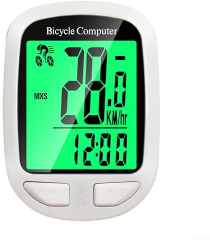 Tachometer, kabelloser Fahrradcomputer Kilometerzähler, Fahrradtacho mit LCD-Display für MTB, Rennrad (Weiß)