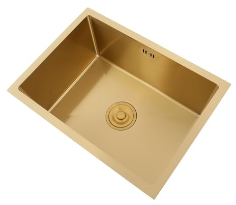 55 x 40 x 22 cm Fregadero de cocina rectangular,fregadero de cocina con sifón y grifo giratorio 360°,Fregadero empotrable de acero inoxidable,1 lavabo rectangular,Bajo Encimera o Sobre Encimera