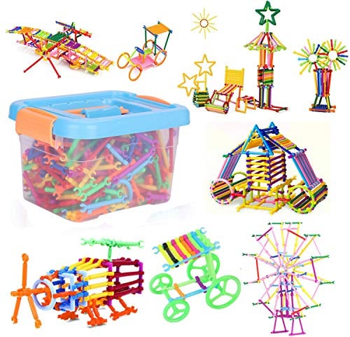 Bausteine Kinder Bauklötze Spielzeug 400 Stücke Steckbausteine Pädagogisches Lernspielzeug für Kinder ab 3 Jahren Steckspiel DIY Steckspielzeug Gebäude Konstruktionsspielzeug für Geburtstag