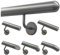 TIBU Handlauf Geländer Edelstahl Ø 42,4 mm - Länge 60 cm - Ende halbrunde Kappe und gewinkelte Halter - Rostfrei für Außen und Innen