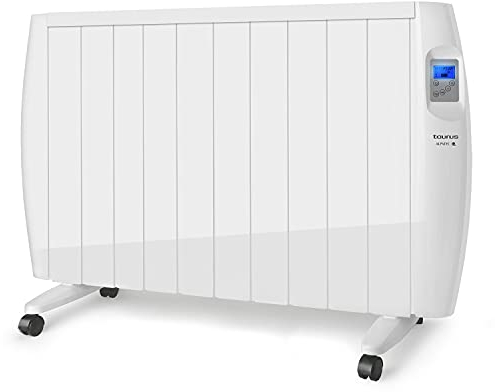 TAURUS ALPATEC- Radiateur Électrique à Inertie Sèche Malbork 2000W|Programmateur Hebdomadaire/Quotidienne, Thermostat Réglable (10-35ºc), Arrêt Automatique| Écran LCD Rétroéclairé| Installable/Roues