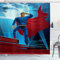 ABAKUHAUS Superhelden Duschvorhang, Retro Cartoon Heros, Stoffliches Gewebe Badezimmerdekorationsset mit Haken, 175 x 200 cm, Blau Rot
