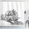 ABAKUHAUS Vague Rideau de Douche, Summer Surf Plage, Tissu Ensemble de Décor de Salle de Bain avec Crochets, 175 cm x 240 cm, Gris Anthracite Blanc
