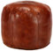 vidaXL Pouf Sitzpouf Sitzhocker Sitzpuff Puff Fußbank Fußhocker Bodenkissen Sitzkissen Kissen Hocker Ottoman Hellbraun 40x35cm Echtes Ziegenleder