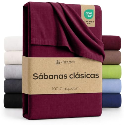 GREEN MARK Textilien Klassische Bettlaken – Flaches Laken aus 100% Baumwolle, ohne Gummi, hautfreundlich, pflegeleicht, bei hohen Temperaturen waschbar - Bordeaux Rot - 150x250 cm