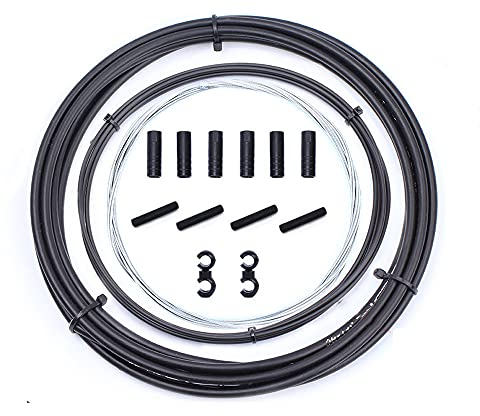 Kit de cables de desviador de bicicleta, juego de carcasa de cable de cambio de bicicleta para bicicleta de carretera MTB, kit de reemplazo de cable de desviador (negro)