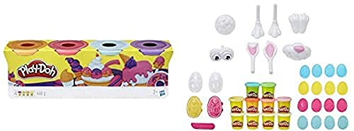 Play-Doh PlayDoh E4869ES0 4erPack Sweet, tolle Farben für Kinder ab 2 Jahren, 112gDosen Eierstempel, 25-teiliges Set, Osterhase kneten mit Eiern