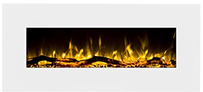 Vente-unique-Chimenea eléctrica Mural Lalita - Ancho 110 x Prof. 14 x Alt. 49 cm - Blanco