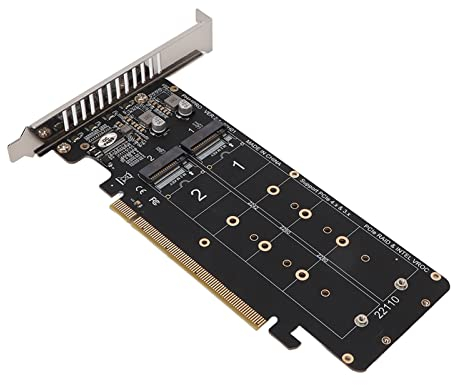 Topiky PCIE X16 auf M.2 M Key Erweiterungskarte, M.2 PCIE Adapter für PCIE NVMe SSD mit Erweitertem Kühlkörper, NVMEx4 SSD 2U Server RAID Array Erweiterungskarte mit LED-Anzeige