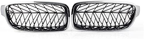 Yucss Body Fittings Kühlergrills, Für BMW 3Er F35 F30 2013 2014 2015 2016 2017 2018 Abs Chrom Schwarz 2 Stück Auto Front Nierengrill Auto Mesh Grill
