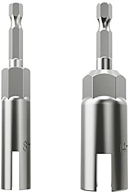 1/4 Inch Hex Shank, Slot Wing Nuts Drill Bit Socket Wrenches Tools Set Power Wing Nut Driver Set, Drills Bits for Panel Nuts Screws Eye C Hook Bolt (2P(8 14))