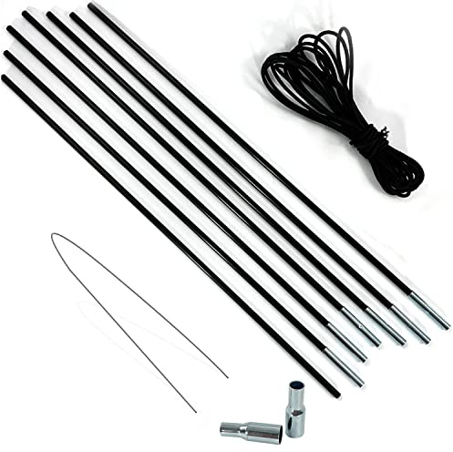 Crystals Replacement Fibreglass Pole Kit Shock Corded Camping Tent Equipment Awning Cord Repairs Set (S (4m x 8.5mm))