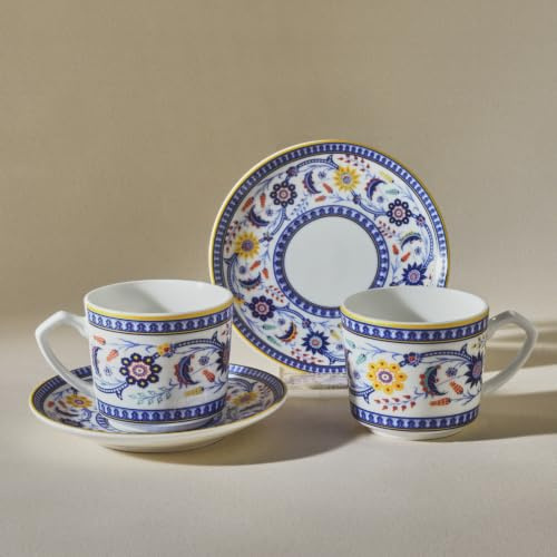 Karaca Linden 2 Personen Kaffeetassen Set 80 ml, Kaffe Becher, Coffee Tassen