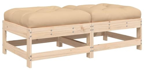 vidaXL Gartenstühle 2 STK., Gartenstuhl Gartensessel mit Kissen, Terrassenstuhl mit Armlehnen, Modular Stuhl Holzstuhl Gartenmöbel, Massivholz Kiefer