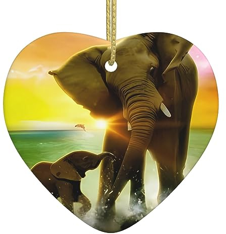 Afrika Elefant Druck Personalisierte Weihnachtskugel, Keramik Weihnachten Hängende Ornament, Weihnachtsbaum Dekoration Für Freund Freundin Frau Xmas Geschenke