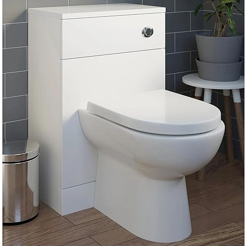 ARTIS® Back to Wall WC Bathroom Toilet Unit Only, 500 x 300mm, White Gloss, Concealed Cistern Furniture BTW Units