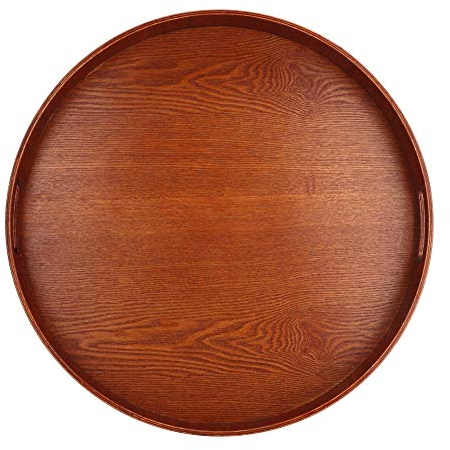 Bandeja Redonda para Servir,Grande Bandeja de Madera,50 cm Bandeja para Servir Juego De Té, Bandejas Mesa De Café Bandejas para Cocina, Dormitorio, Sala De Estar, Café, Fruta