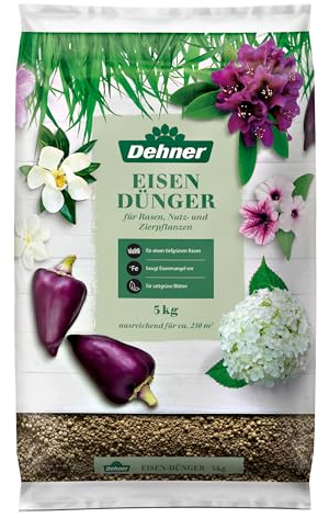 Dehner Eisendünger, hochwertiger Dünger für Rasen / Zierpflanzen, beugt Eisenmangel vor, schützt vor Gelbfärbung, 5 kg, für ca. 250 qm, bunt