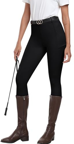 MoFiz Damen Reitsport Hosen Reithose Reitleggings Silikon Vollbesatz Sommerhose für Reitsport Schwarz XXL