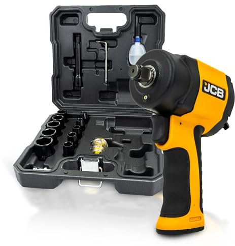 JCB 1⁄2'' Square Drive Air Impact Wrench with Socket Set, 610 / 1200Nm Working Torque | JCB-RP9515-KIT