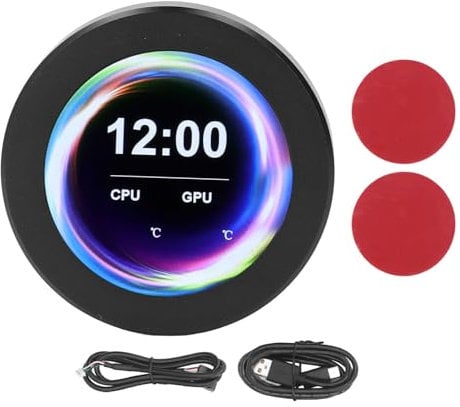 AIO Display Screen Upgrade Kit, 2.1in Aluminum Alloy Round CPU Liquid Cooler Screen, 360 Degrees Rotation IPS Full Viewing Angle LCD Display Temp Monitor for Computer Accessories