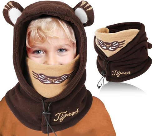 TAGVO Wintermütze Beanie Hut Schal Set für Kinder, Winter Warm Weiches Schlupfmütze, Warm Mütze und Schal Set für Jungen Mädchen 3-10 Jahre, Schalmütze Niedlich Beanie Cap mit Fleecefutter