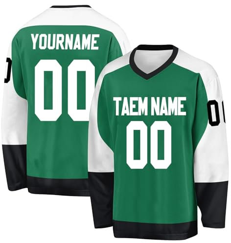 Personalisiertes Hockey-Trikot, gestalten Sie Ihr Hockey-Trikot mit Ihrem Namen/Team/Nummer, Grün 4, One size