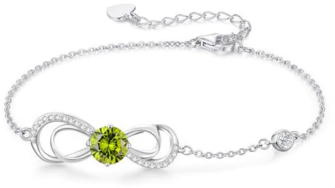 CDE Armband Damen Kupfer Herz Whitegold Geschenk für Sie Geburtsstein Armkette Damen Schmuck Muttertag Valentinstag Geburtstag Weihnachten Geschenke für Frauen Freundin Mama (Whitegold-08-Aug)