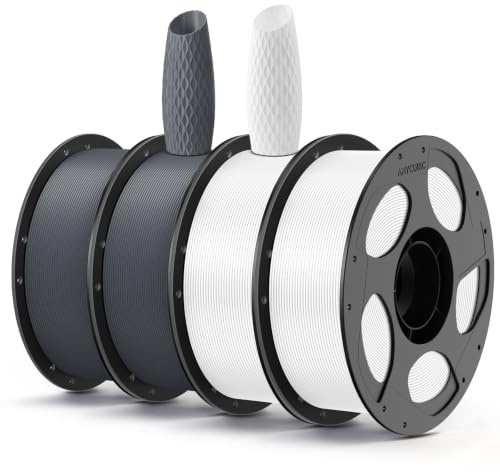 ANYCUBIC PLA Filament 1.75mm, Einfach zu drucken, Haltbarer, 4KG Set | Haltbarer, Stärkere Zähigkeit 3D Drucker Filament, Wiederverwendbare Spule PLA, Weiß Textur Grau