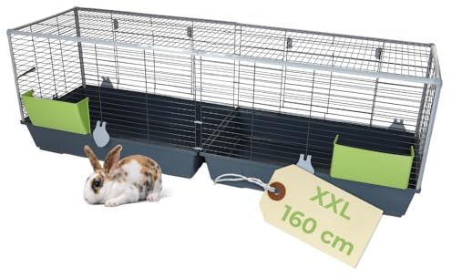 Kaninchenkäfig XXL Indoor Kaninchenstall 160 Meerschweinchen Käfig Hasenkäfig Kaninchenkäfig XXL drinnen draußen Hasenstall inkl. Heuraufe Kleintierkäfig