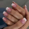 24Pcs Ombre False Nails - Medium Square Press on Nails - Gradient Fake nails with Glue - Pink White Stick on Nails - Square Nail Tips and Glue for Women DIY Summer Nail Art Home