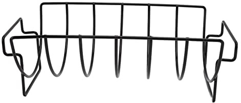 LUCKDANO Rib Rack For Smoking, Rib Roast Rack Chicken Beef Grill Barbecue Tool Coated Chicken Steak Roasting Stand For Charcoal Grill Smoker or Gas, Black