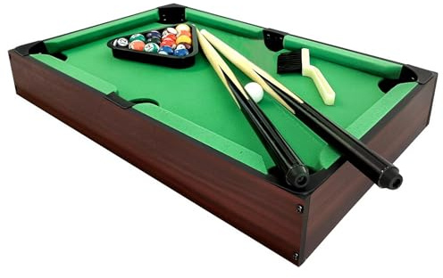 20.5 Mini Pool Table Top Game for Kids & Adults - Wooden Tabletop Billiards Set with 16 Balls, 2 Cues, Triangle - Portable Desk Snooker Fun