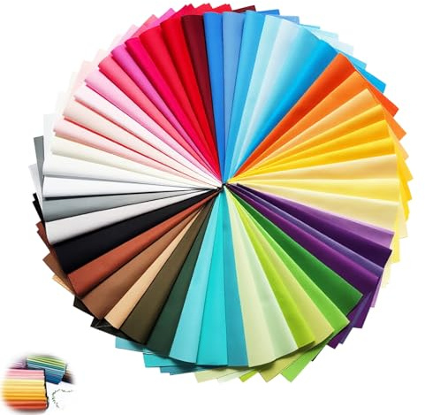 50 Stück Baumwollstoff Patchwork Stoffe Paket 25x25cm Stoff | Meterware aus 100% Baumwolle Einfarbige Stoffreste Patchwork Quadrate Stoffpaket Baumwolle Nähstoffe für DIY Nähen