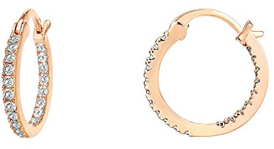 PAVOI 14K Gold Plated 925 Sterling Silver Post Cubic Zirconia Hoop Earrings | Small Rose Gold Hoops