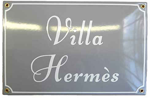 Plaque de maison | émaillée A PERSONNALISER 20x30 cm | panneau de porte | Nom de Famille, Nom de Villa, Plaque de maison personnalisée exterieur, ardoise personnalisable avec nom de rue