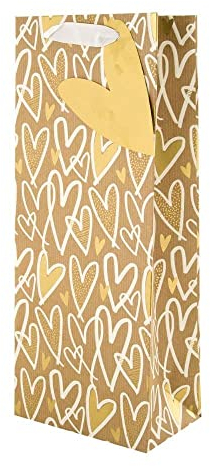 Hallmark Multi-Occasion Bottle Bag - Kraft Hearts Design