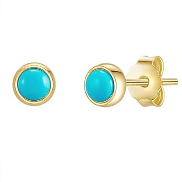 Glanzstücke München Damen Ohrstecker 925/- Sterling Silber gelbvergoldet 14 Karat Türkis (rek.) Silberohrstecker