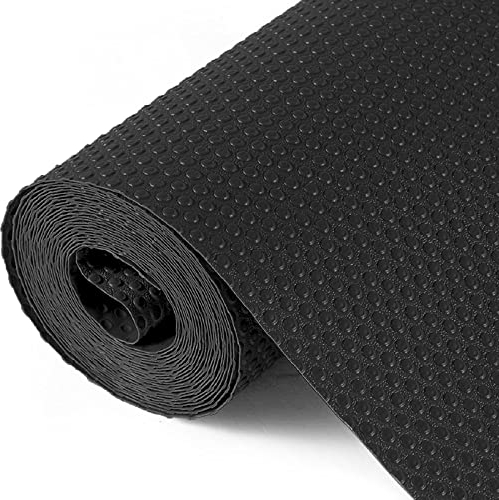 Hersvin Schubladenmatte 40cmx450cm Schubladeneinlage Eva Schrankpapier Nicht Klebende Wasserfest Unterlage Teppich für Küchenschränke Regalschrank (Schwarz Punkt)