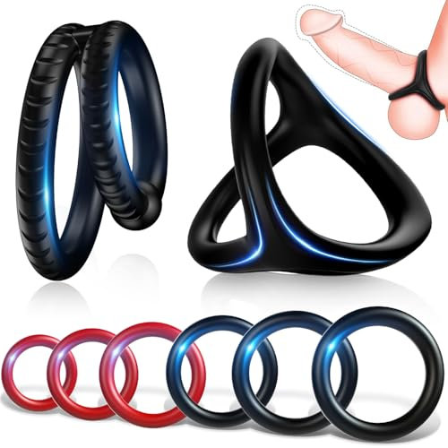 Dreieckiger Penisringe,Pleasure Ring Set 5 Cockringe Silikon Cockringe Hodenringe für Eine Härtere und Längere Erektion Erotisches Sexspielzeug für Paare Passend für Jede Größe Penis Ring Schwarz