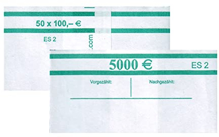 EURO Geldscheine SPARANGEBOT | 20 x Banderole 50 x 100 Euro (= 5000€) | Für neue 100€ Scheine der 2. Serie | Geld bündeln Sammeln Sortieren Aufbewahren VERSAND INNERHALB 24 STUNDEN