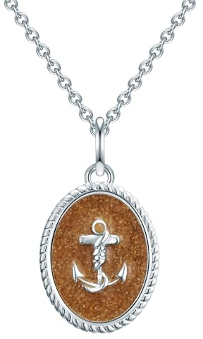 Strandglück Damen Kette 925/- Sterling Silber rhodiniert Sand braun Anker Silberhalskette | rhodiniert, Ankerkette, Sand, braun, Anker, Karabinerverschluss