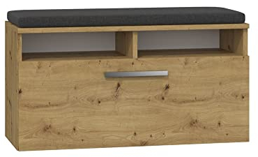 Oggi Toledo Riva Schuhbank Schuhbank mit Sitz Schuhaufbewahrung für den Flur kleine Bank im Eingangsbereich Schuhregal mit Sitz Schuhablagen für den Schrank im Flur 85x35x46cm Artisan Oak