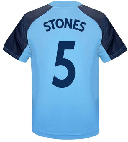 Manchester City F.C. Boys Stones 5 Poly T-Shirt Sky Blue 6-7 Years