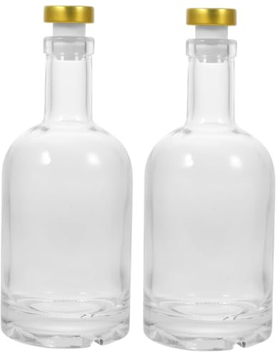 TOPBATHY 2pcs Whisky Decanter Thickened Glass Liquor Bottle Wide Mouth Elegant for Whisky Lovers