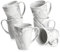 MALACASA Juego de 6 tazas de café de porcelana de 560 ml, grandes y modernas tazas de café con asa para té, zumo, café con leche, capuchino, cacao. Apta para lavavajillas y microondas, serie REG gris