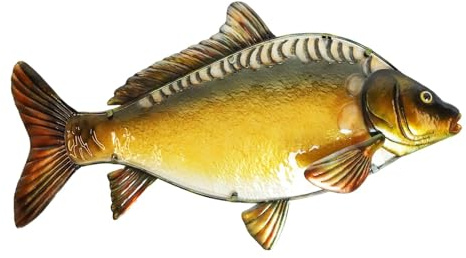 EUROCATCH Spiegel Karpfen - Wanddekoration - 80cm - 3D - Metall und Glas - Kunst - Mancave Deko - Wanddekoration - Geschenkidee