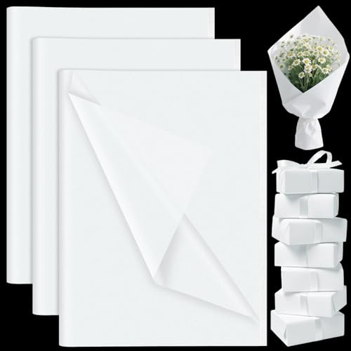 PLULON 60 Sheets White Tissue Paper, Gift Wrap Tissue Paper Sheets Bulks for Packaging Birthday Gift Wrapping Birthday Wedding Holiday