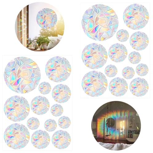 26 Pcs Rainbow Window Decals, Anti-Collision Suncatcher Stickers for Bird Strike Prevention and Home Decoration