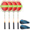 4er Set Ultra-Leichte Graphit Badminton-Schläger inkl. 2 Tragetaschen – 70-74g Leergewicht, Vorbespannter Griff & Rahmen, Ideal für Familie, Training & Outdoor (zitronengelb)